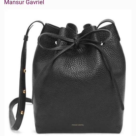 Mansur Gavriel Black Pebbled Leather Bucket Bag *rare* - Picture 1 of 6